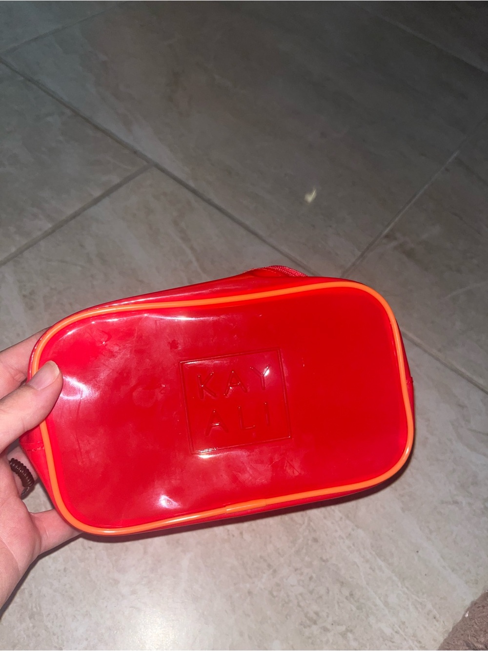 Kayali Red Glossy Cosmetic Pouch with Neon Trim